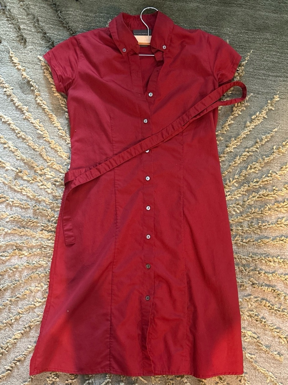 Banana Republic Button-Front Midi Shirt Dress in Deep Red